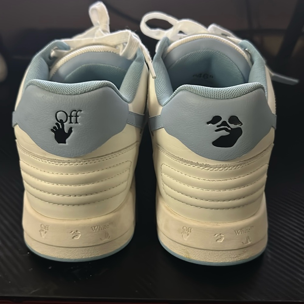 Off-White Out of Office Leather Sneakers baby blue size 12